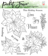 Picket Fence; Peaceful Christmas Flowers Stamp & Diecut SET