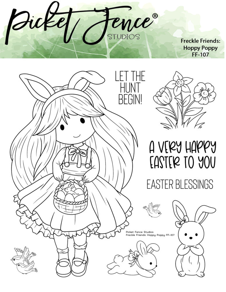 Picket Fence, Clear Stamp, Freckle Friends: Hoppy Poppy Pre-Order