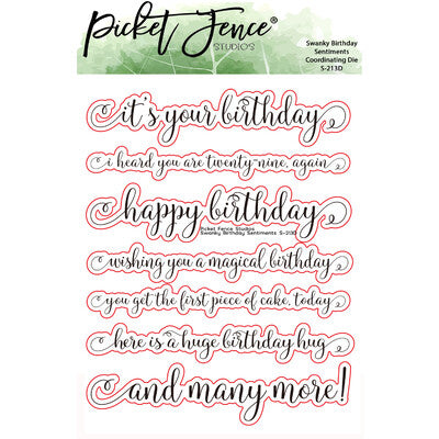 Picket Fence, Swanky Sentiments: Birthday Stamps & Dies SET