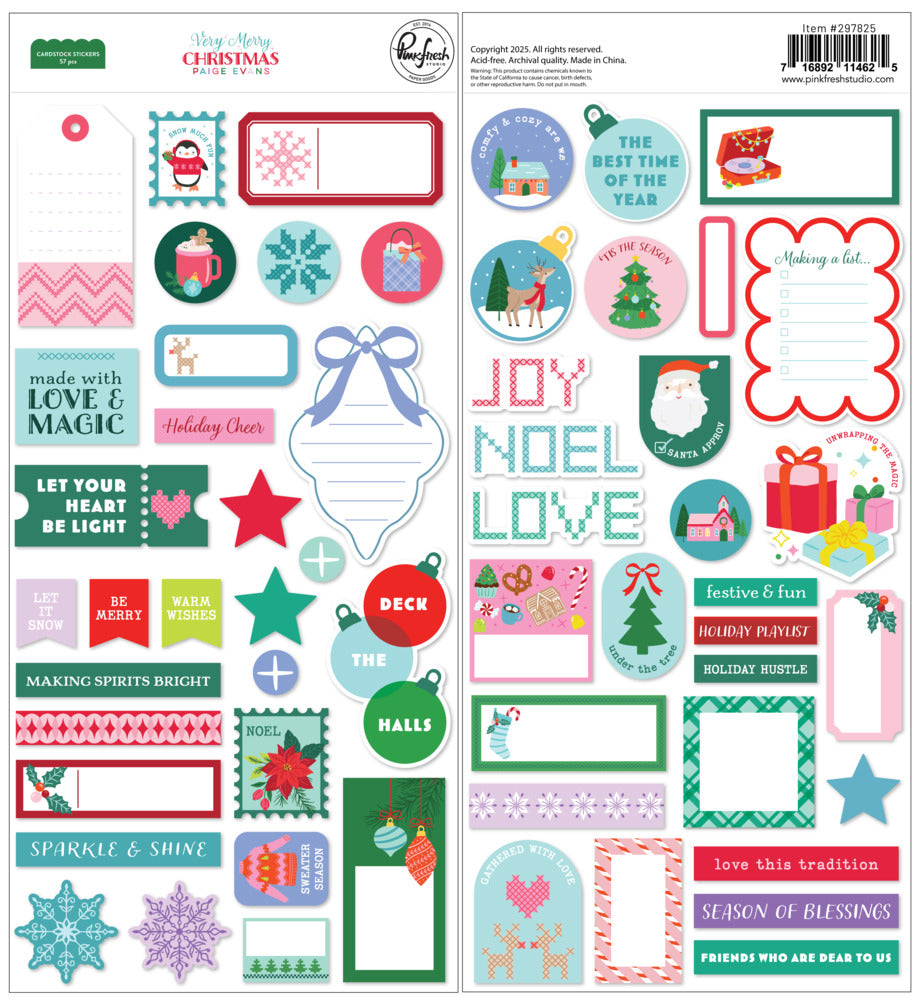 Pinkfresh Studio, Cardstock Stickers, Very Merry Christmas