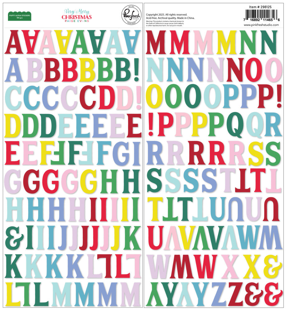 Pinkfresh Studio, Puffy Alpha Stickers, Very Merry Christmas