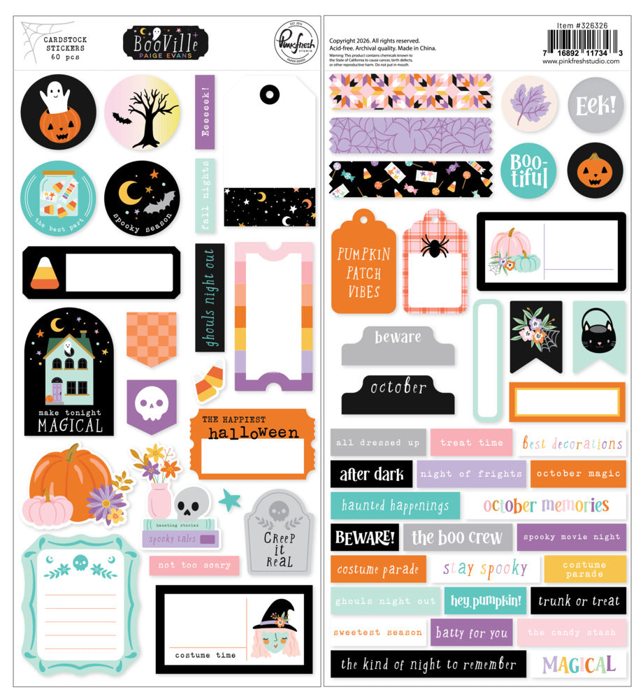 Pink Fresh Studio,  Cardstock Stickers, BooVille Pre-order