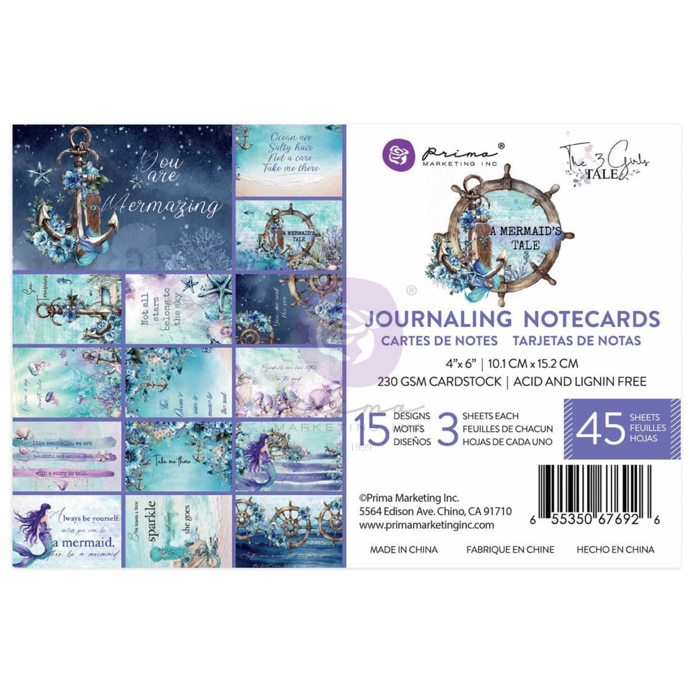 Prima Marketing, Mermaid Tale, 4x6 Journaling Notecards