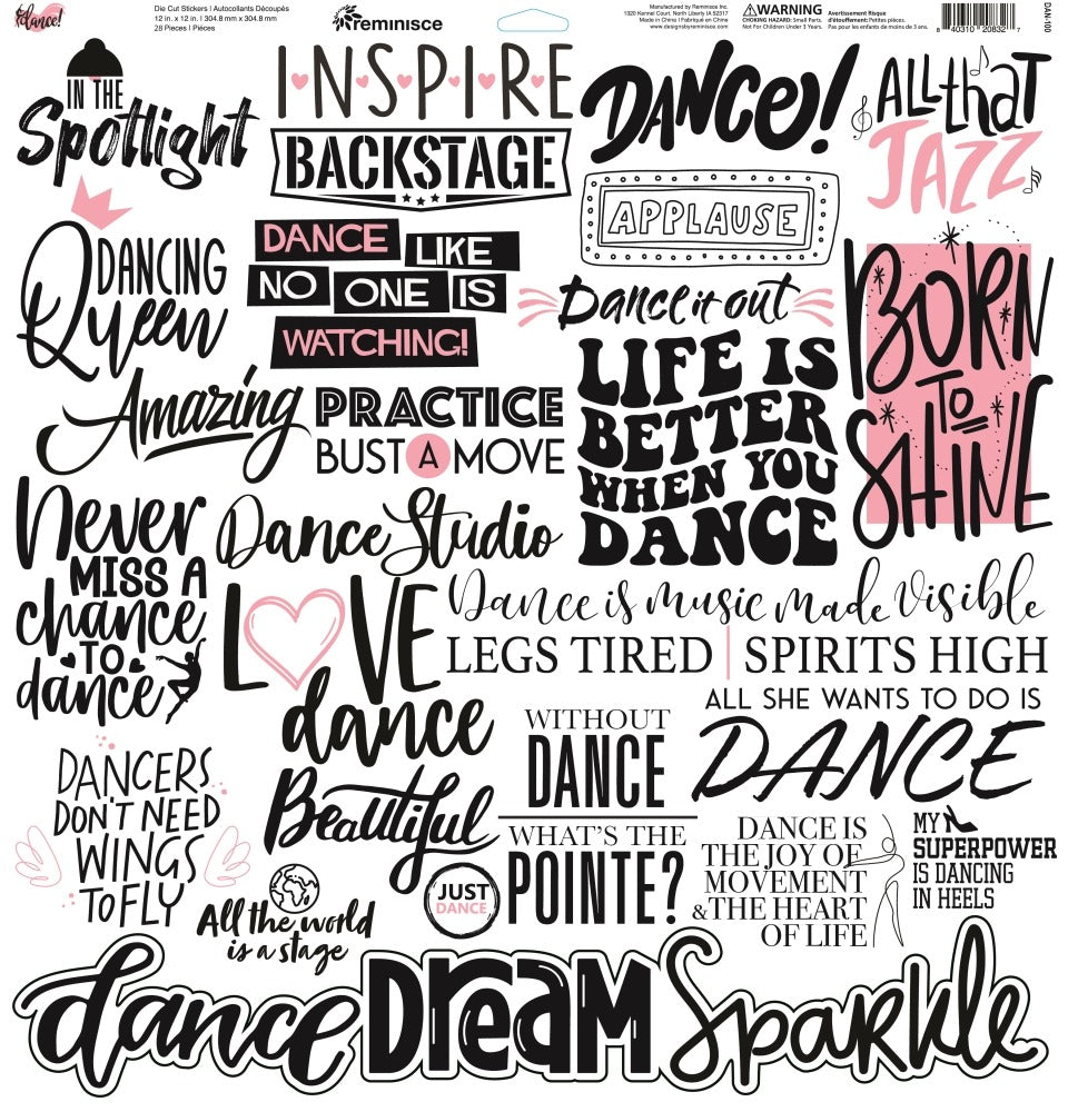 Reminisce, 12x12 Sticker Sheet, Dance!