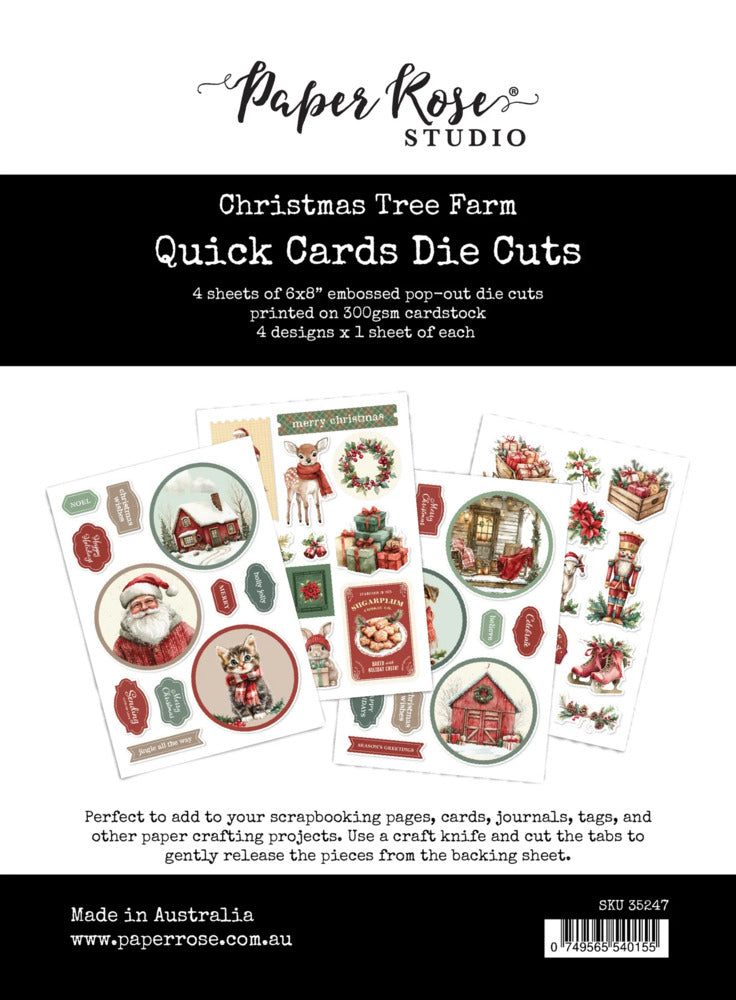 Paper Rose, Christmas Tree Farm Quick Cards Die Cuts
