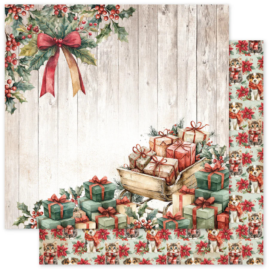 Paper Rose, 12X12 Paper, Christmas Tree Farm C