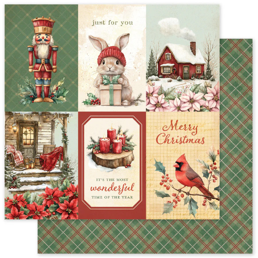 Paper Rose, 12X12 Paper, Christmas Tree Farm D