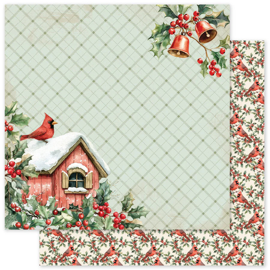 Paper Rose, 12X12 Paper, Christmas Tree Farm E
