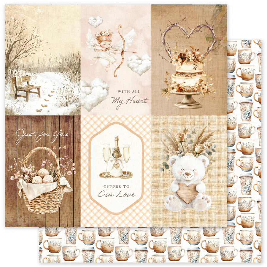 Paper Rose, 12X12 Patterned Paper, Heart & Home Memories Basics C