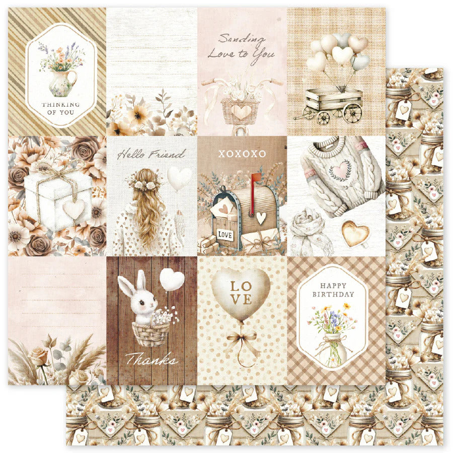 Paper Rose, 12X12 Patterned Paper, Heart & Home Memories Basics E