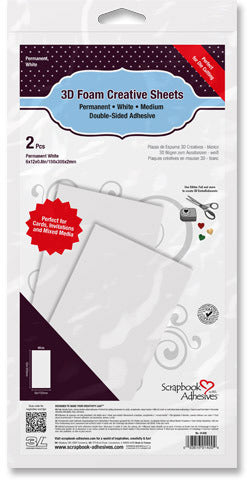 Scrapbook Adhesives, 3D Foam Creative Sheets, 6X12 - White