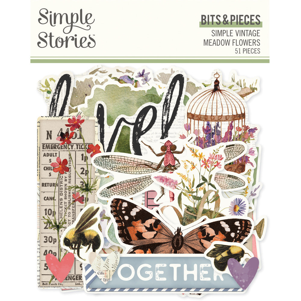 Simple Stories, Simple Vintage Meadow Flowers foam stickers