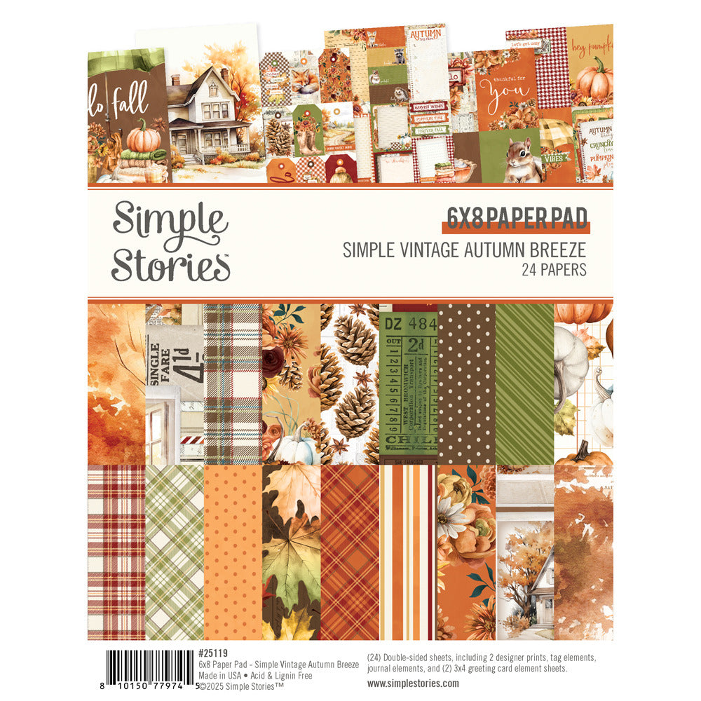 Simple Stories, 6X8 Paper Pad, Simple Vintage Autumn Breeze
