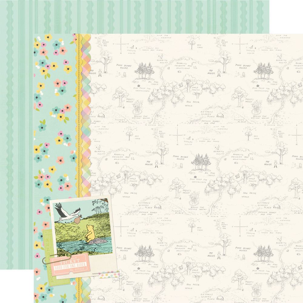 Simple Stories, 12X12 Patterned Paper, Say Cheese Classic Pooh Baby - Hello Baby