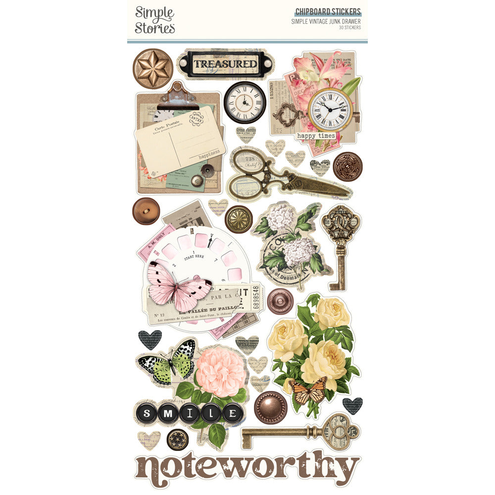 Simple Stories,6X12 Chipboard, Simple Vintage Junk Drawer Pre-order