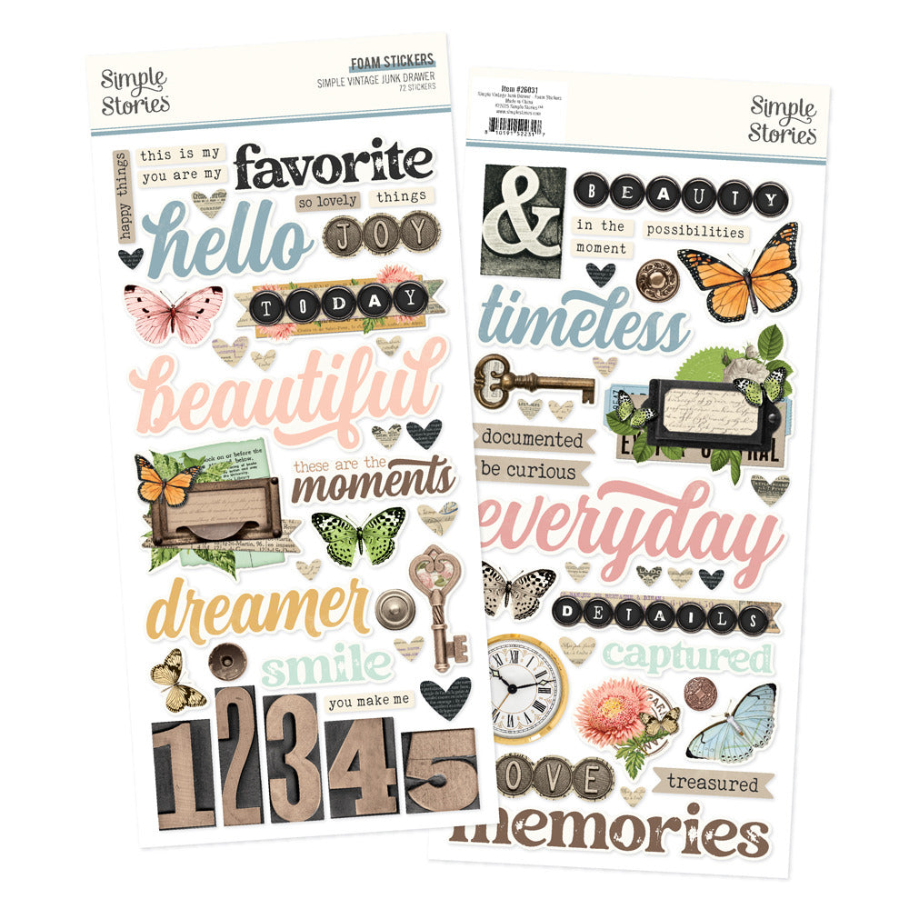 Simple Stories, Foam Stickers, Simple Vintage Junk Drawer Pre-order