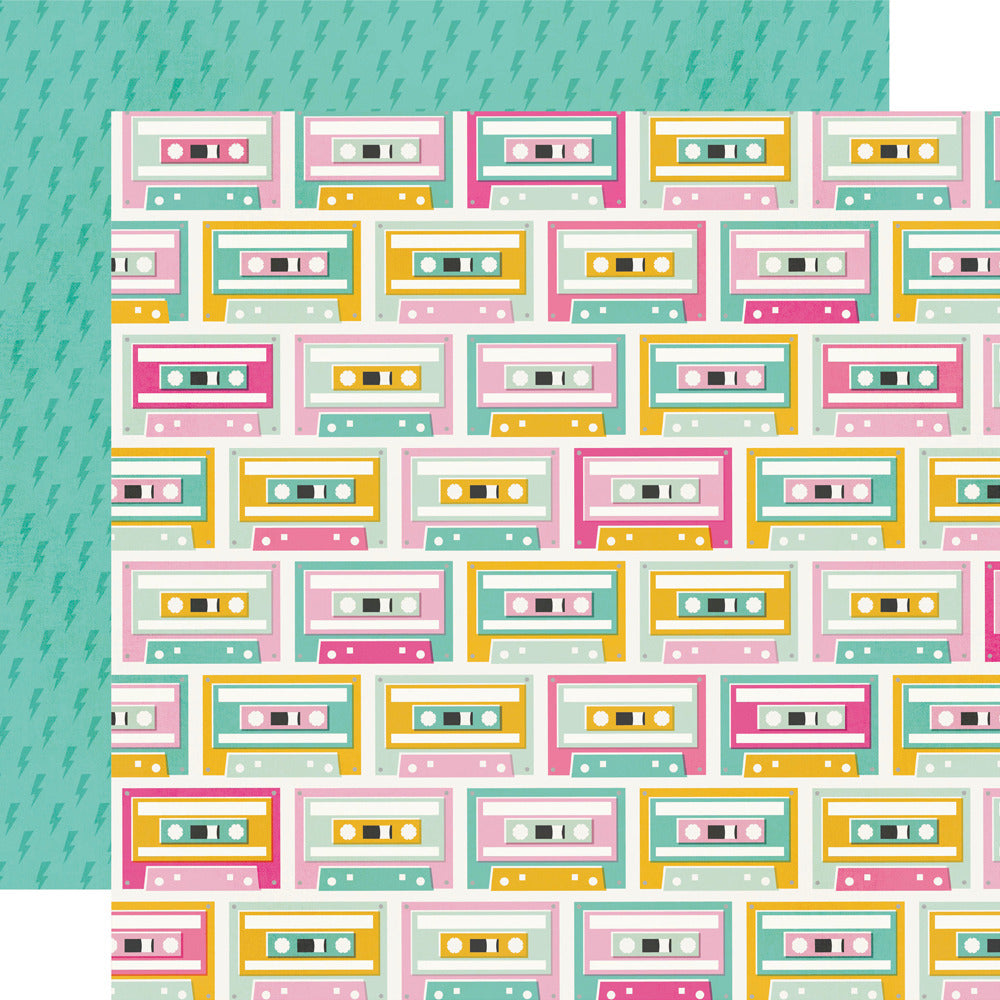 Simple Stories, 12X12 Patterned Paper, Totally 80's - Mix Tape