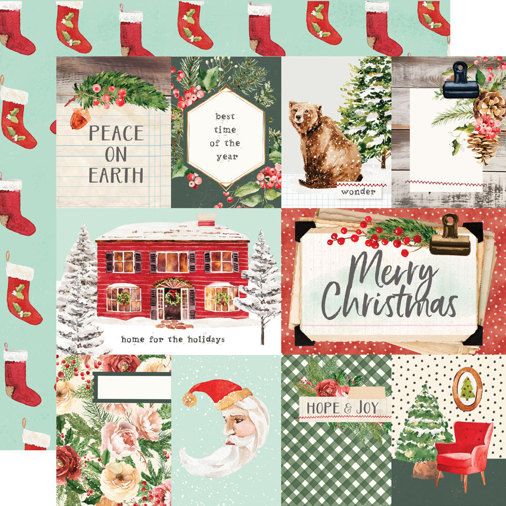 Simple Stories, 12X12 Patterned Paper, Simple Vintage Evergreen Memories - 3x4/4x6 Elements