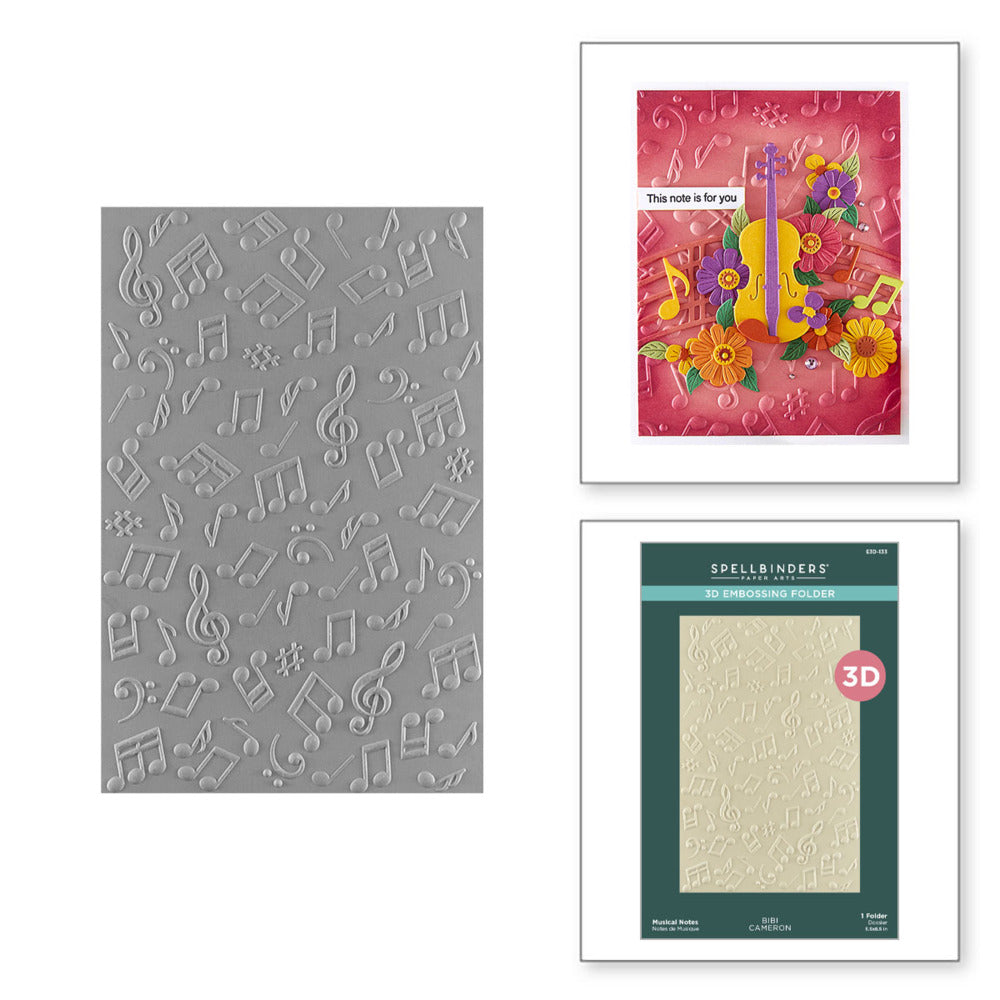 Spellbinders 3D Embossing Folder; Bibi's Musical Notes - Musical Notes