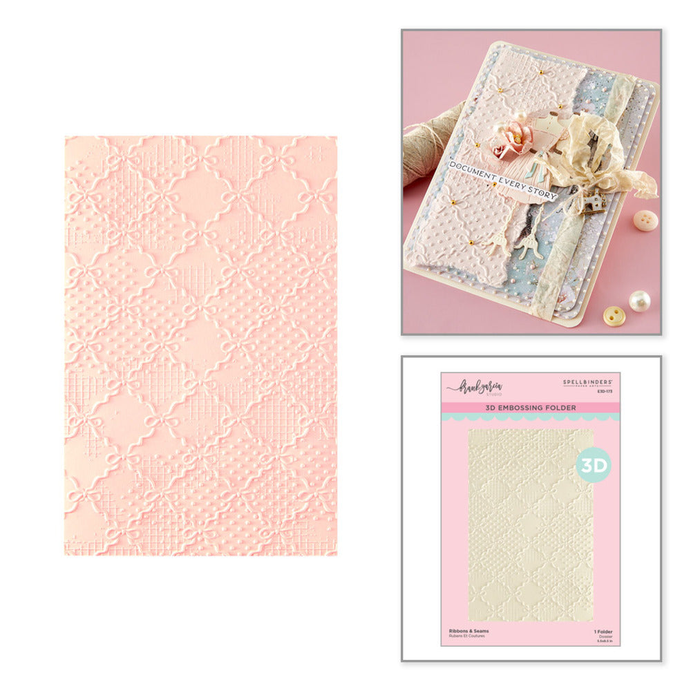 Spellbinders, 3D Embossing Folder, Ribbons & Seams Pre-order