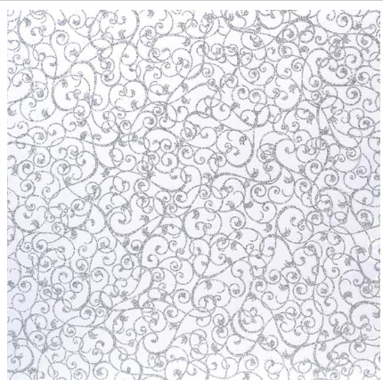 American Crafts, Patterned Glitter Cardstock 12"X12", SIlver Swirl
