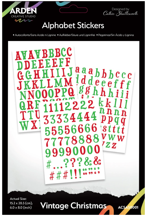 Arden Creative Studio, Alphabet Stickers, Vintage Christmas