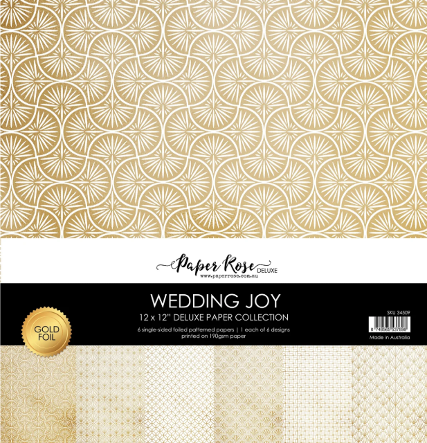Paper Rose, 12X12 Paper Collection, Wedding Joy Foil Gold