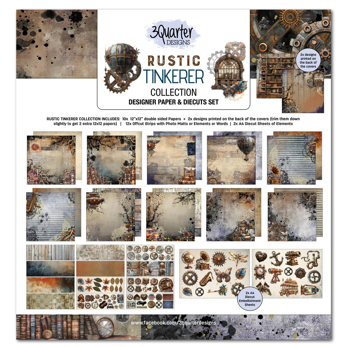 3 Quarter Designs, Rustic Tinker Paper Pack