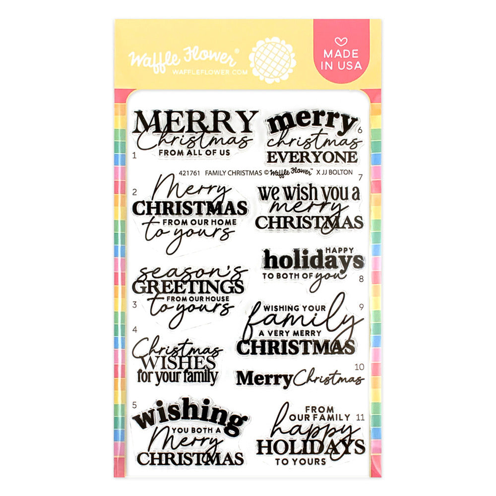 Waffle Flower Family Christmas Sentiments Stamps