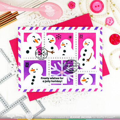 Waffle Flower, Postage Collage Snowman Stencil