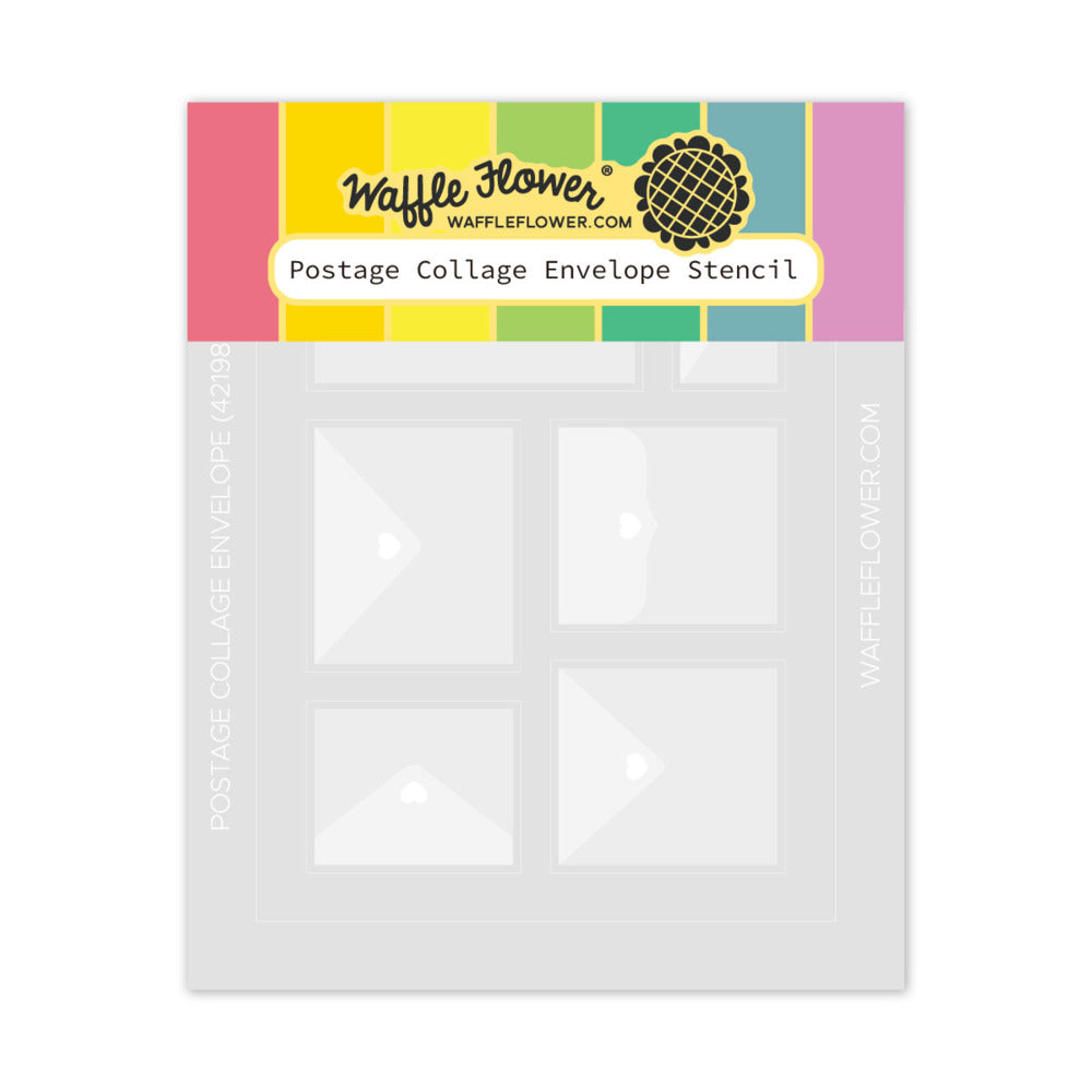 Waffle Flower, Stencil, Postage Collage Envelope