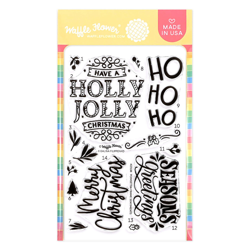 Waffle Flower, Clear Stamp, Poinsettia Frame Sentiments