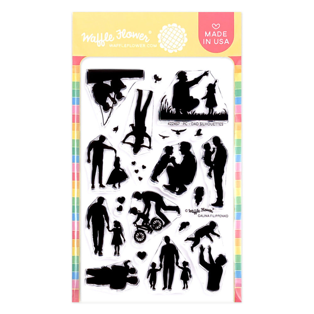 Waffle Flower, Clear Stamp, Postage Collage Dad Silhouettes