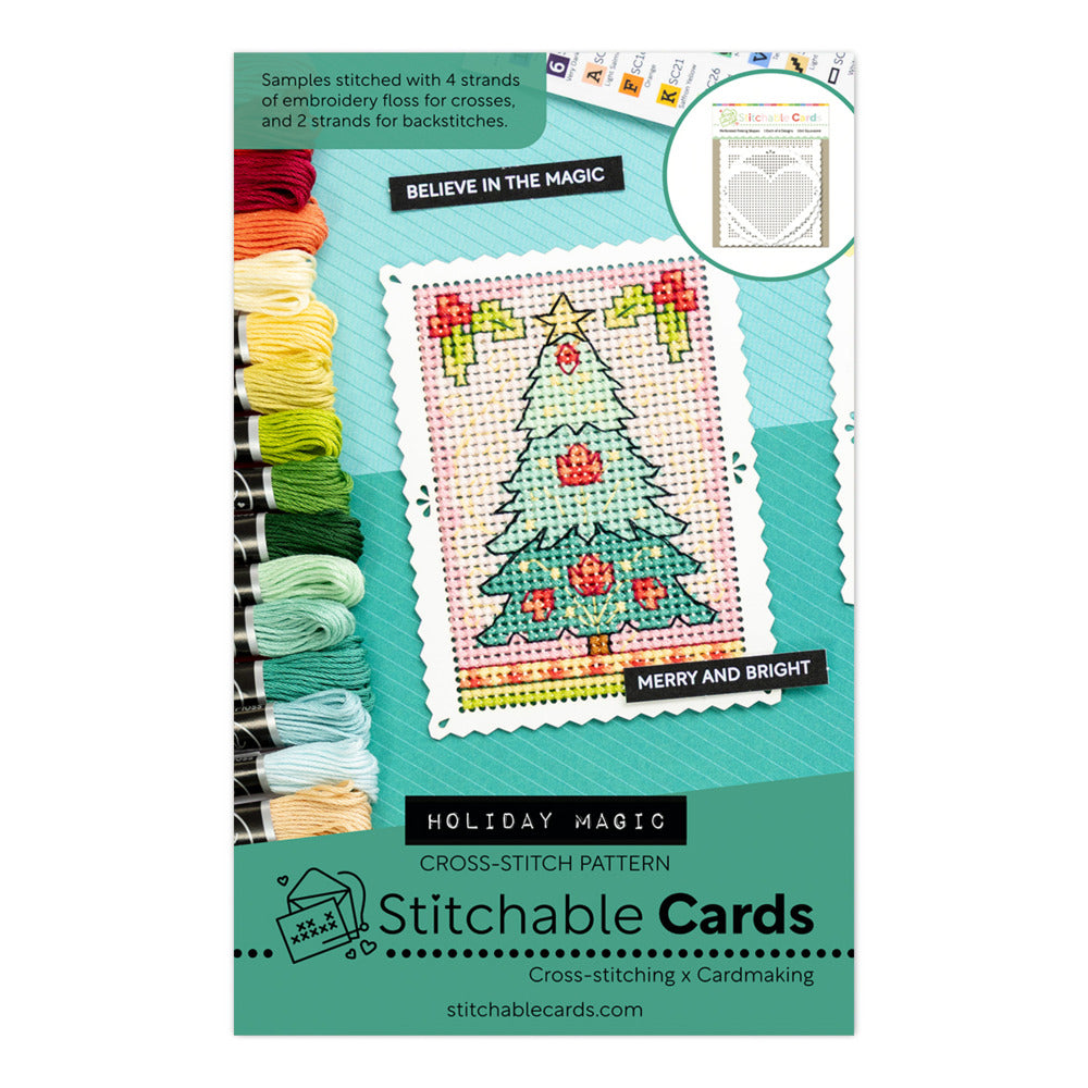 Waffle Flower, Stitchable Cards Cross Stitch Pattern, Holiday Magic Pre-order