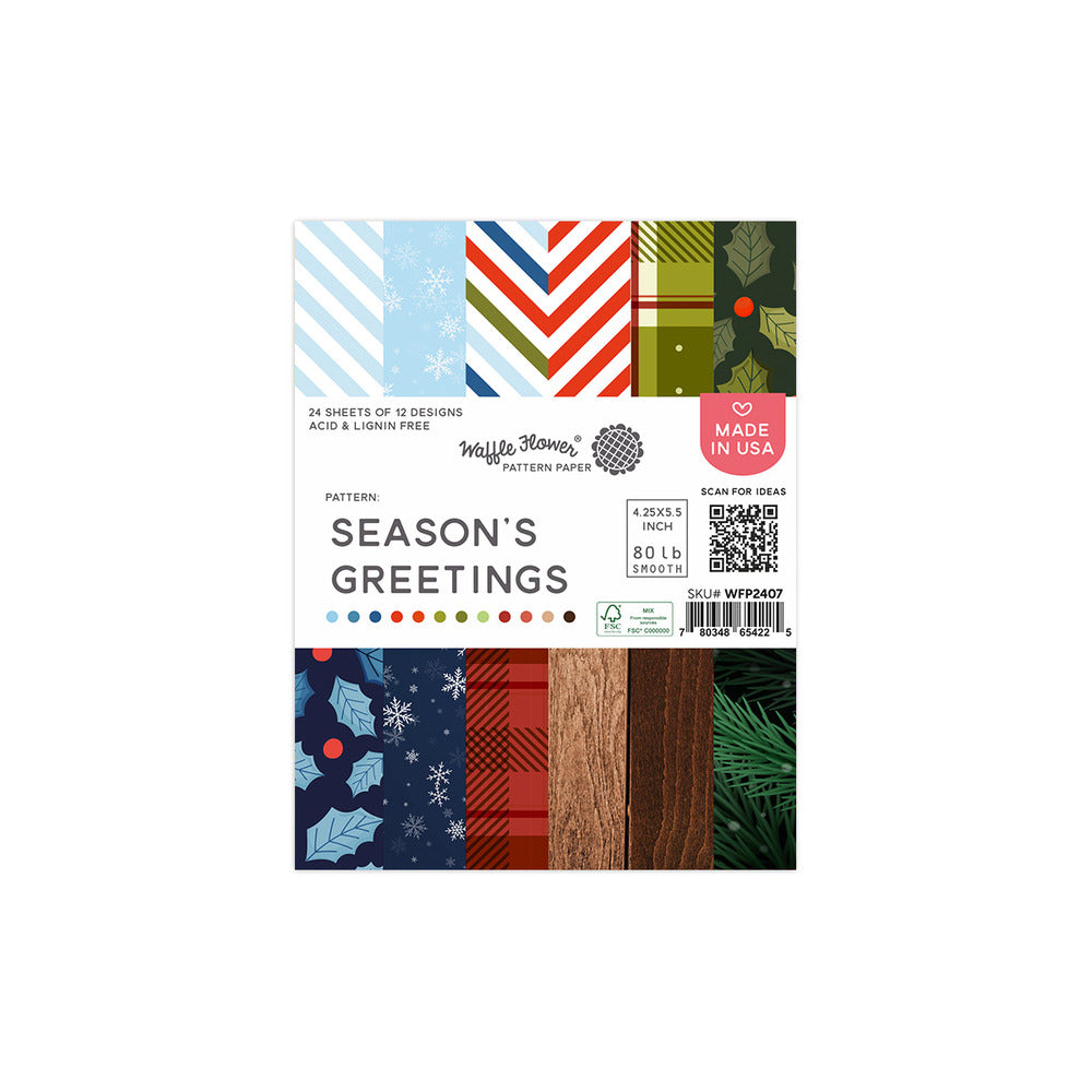 Waffle Flower; Season's Greetings 4.25 x 5.5 Patterned Paper