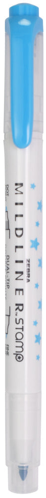 Zebra, Mildliner Dual-Tip Marker, Star Shape, Cyan