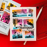 Waffle Flower, Postage Collage Sunset Stamp