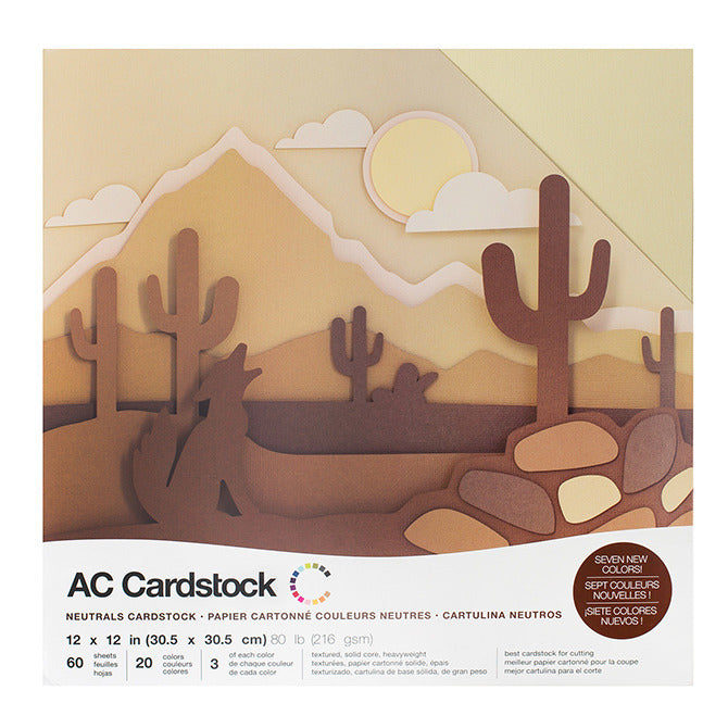 American Crafts-12X12 Cardstock Variety Pack (60pk), Neutrals