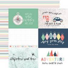 Echo Park, Away We Go - 12x12 patterned paper - 6x4 Journaling Cards